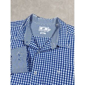 Southern Tide Shirt Size XXL Blue Gingham Check Trim Fit Button Down Flip Cuff